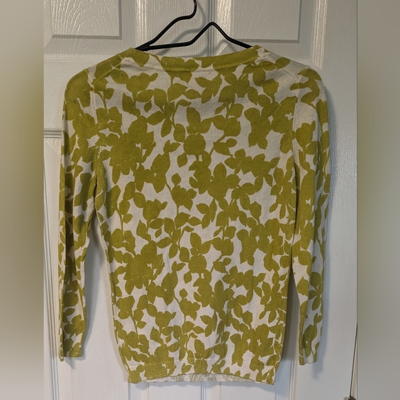 Banana Republic Women's 3/4 Length Sleeve Lightweight Green Floral Sweater Sz Sm - Picture 2 of 7
